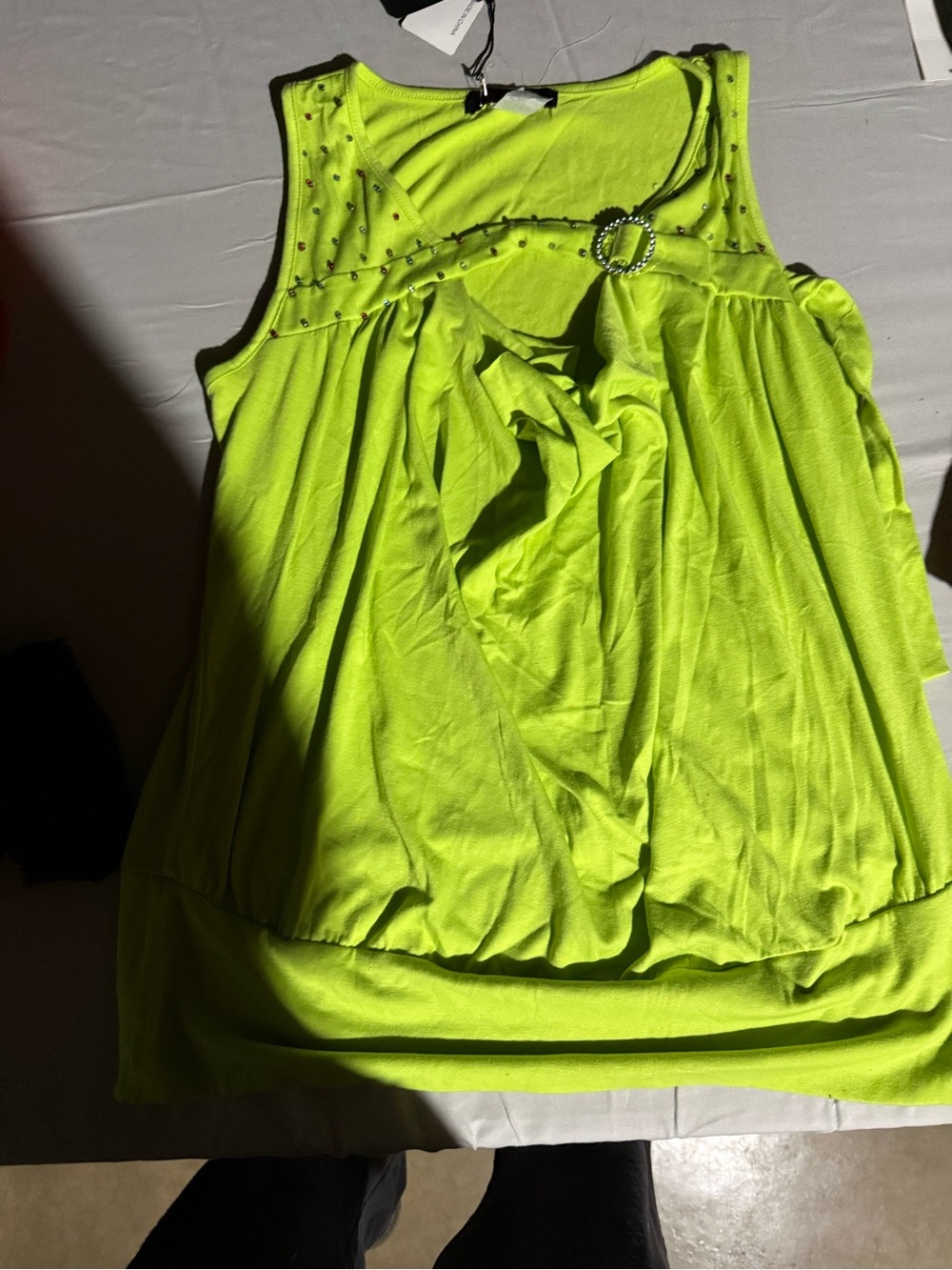 Romina Neon Lime Studded Sleeveless Tank Top